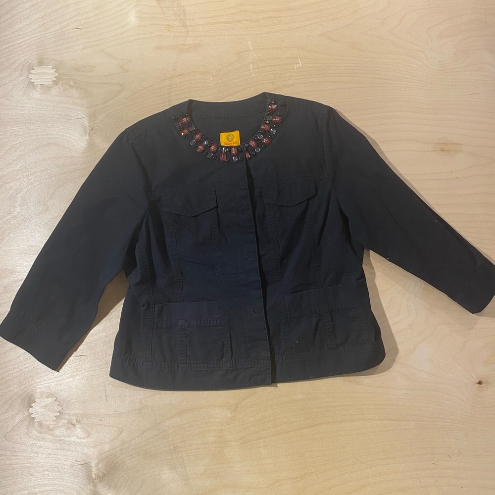 Ruby Rd. Black Utility Jacket with Red Embellishments 12P (QQ) - Picture 2 of 7